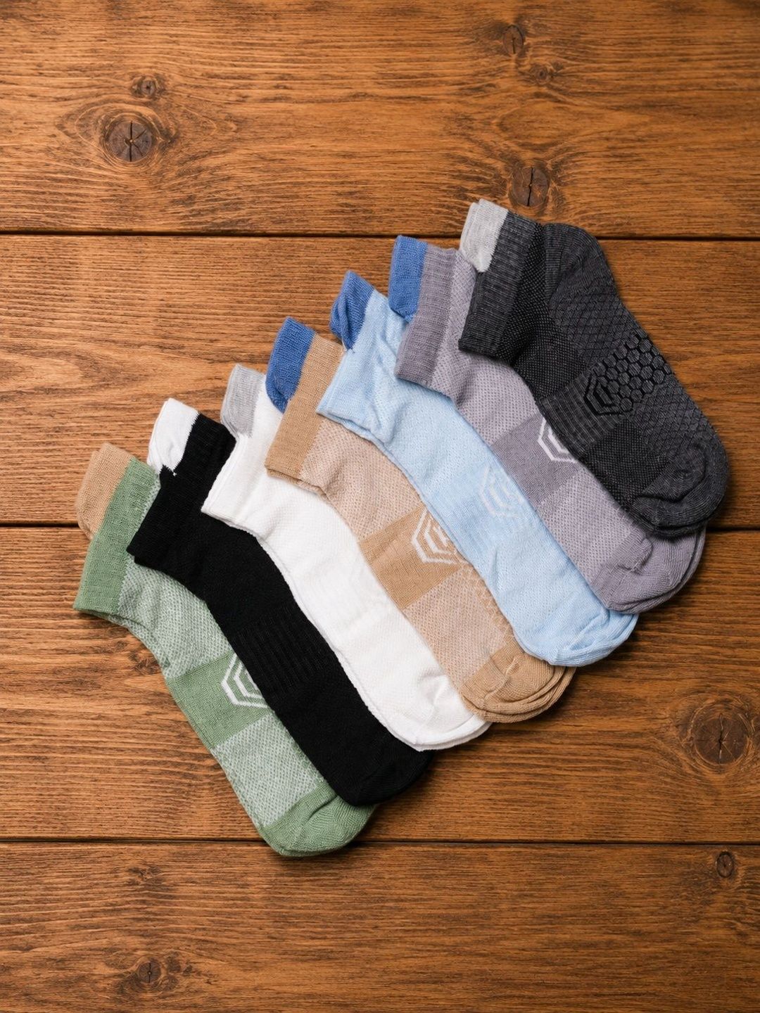 Sloxie Unisex Pack of 7 Cotton Patterned Ankle Length Socks