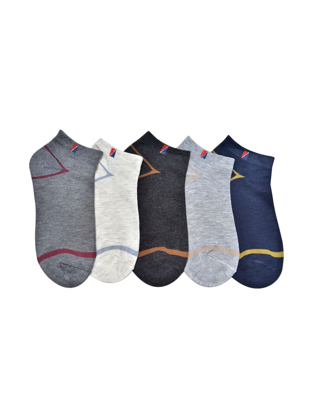 VIPUN Men Pack of 5 Cotton Patterned Shoe Liners Socks