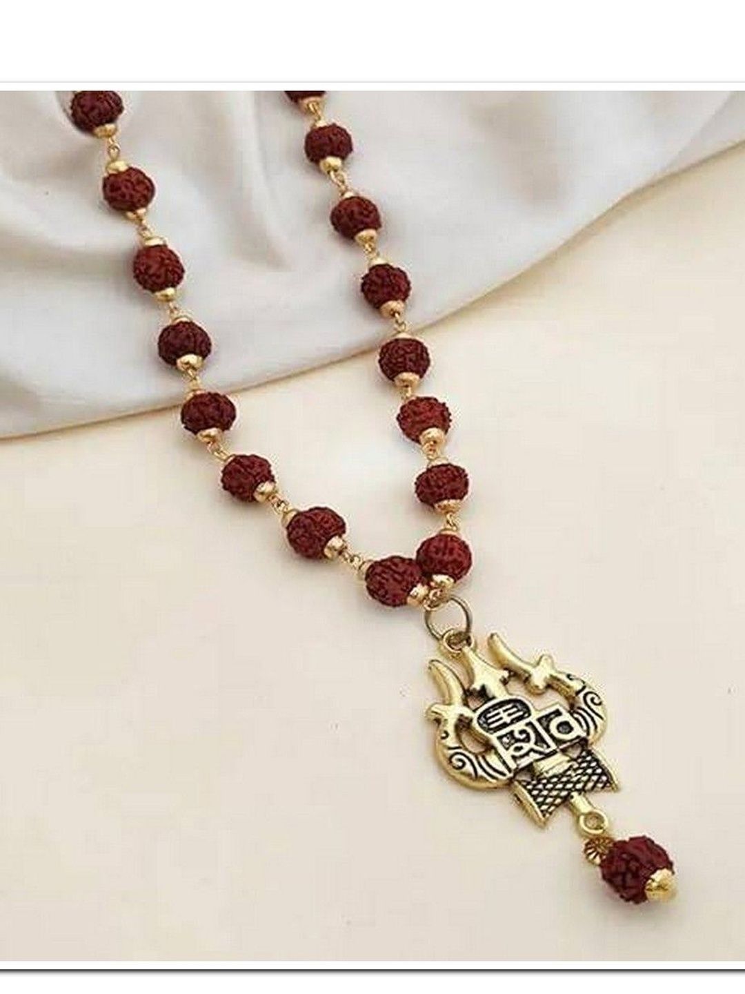 ELEVATE INDIA Unisex Gold-Plated Cap Shiv Rudraksha Mala Necklace