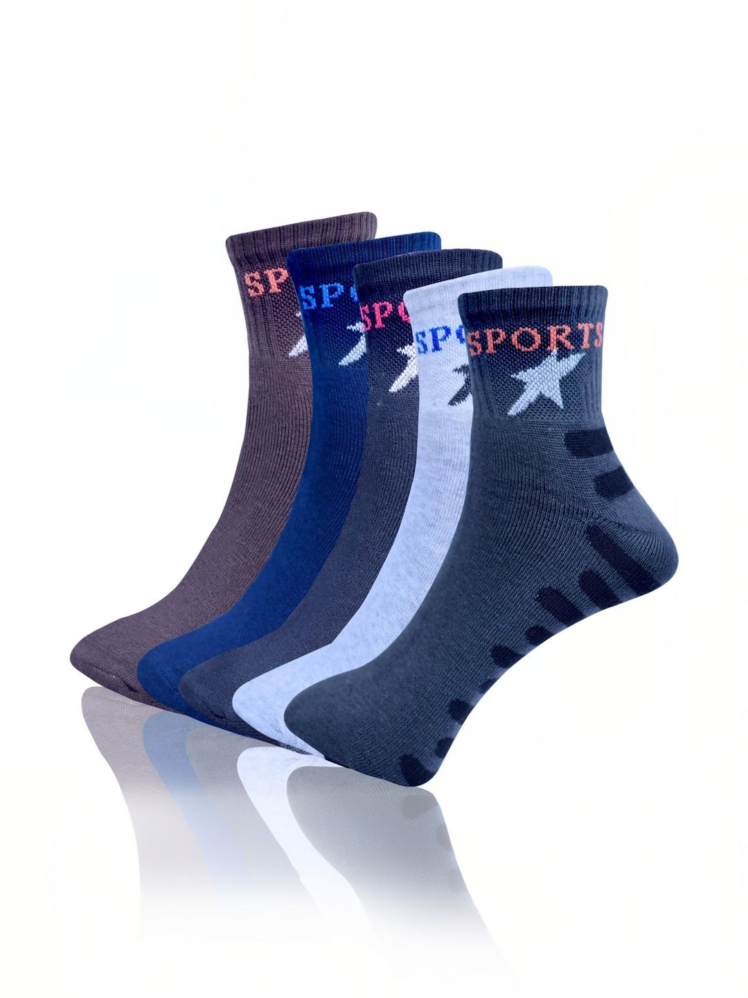 GARUN Men Pack of 5 Cotton Patterned Ankle Length Socks