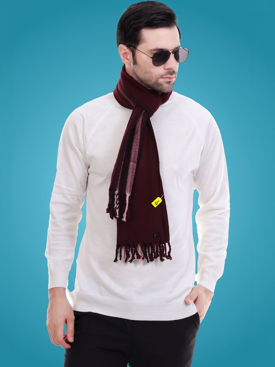 MHAX Men Striped Merino Wool Mufflers