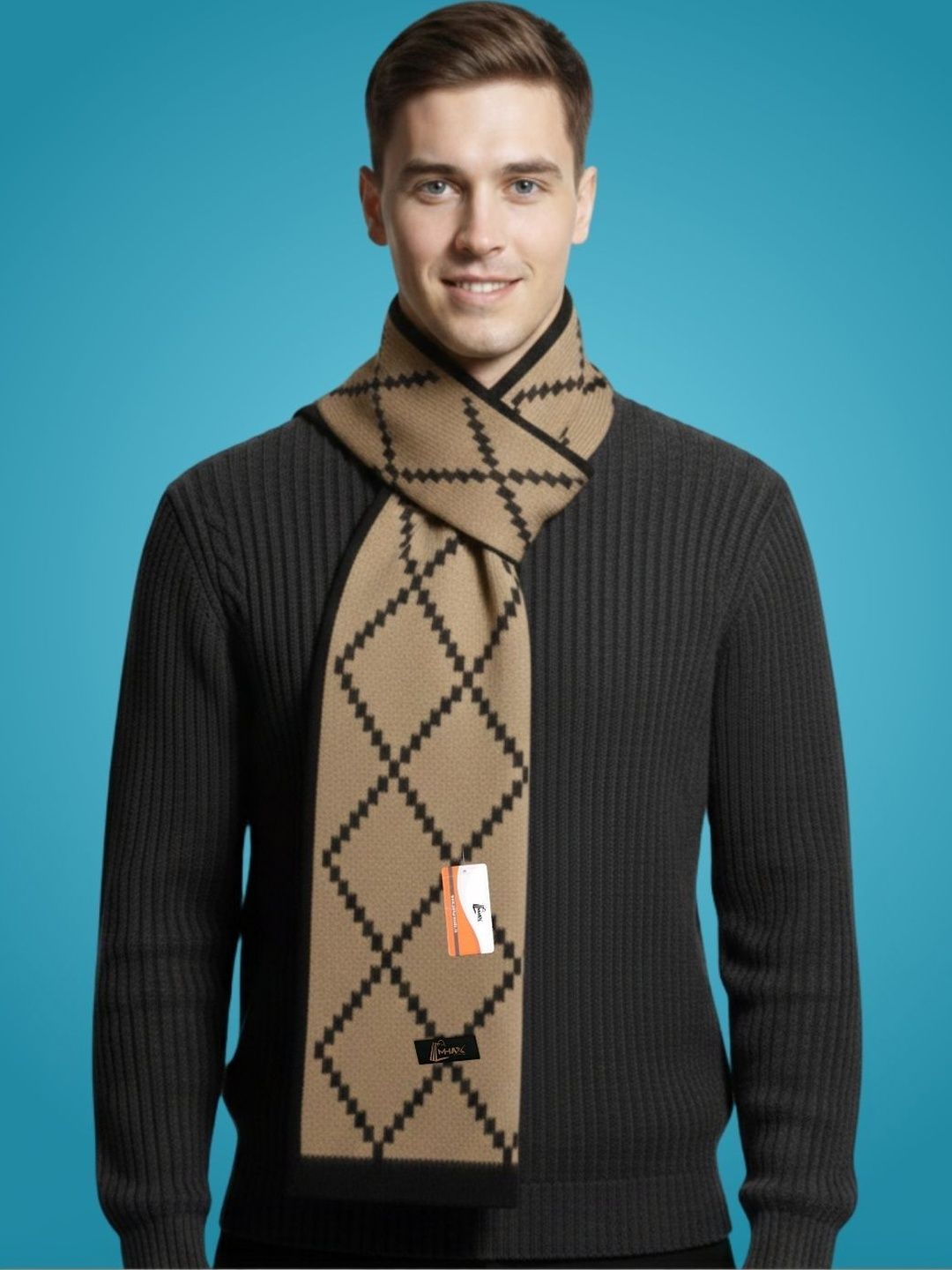 MHAX Men Patterned Merino Wool Mufflers