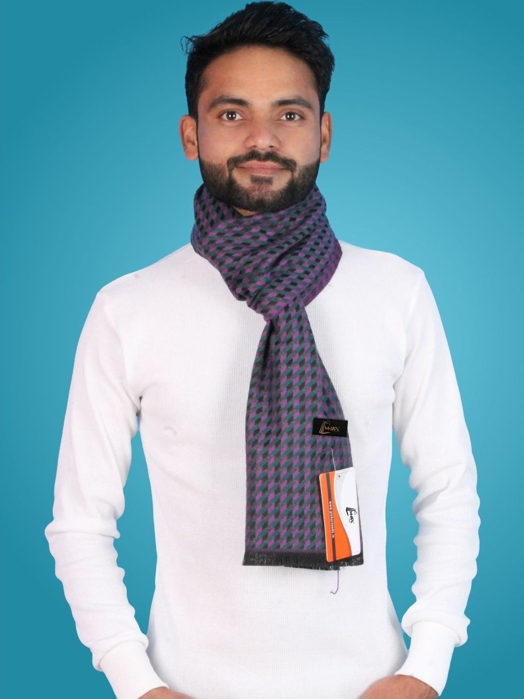 MHAX Men Patterned Merino Wool Mufflers