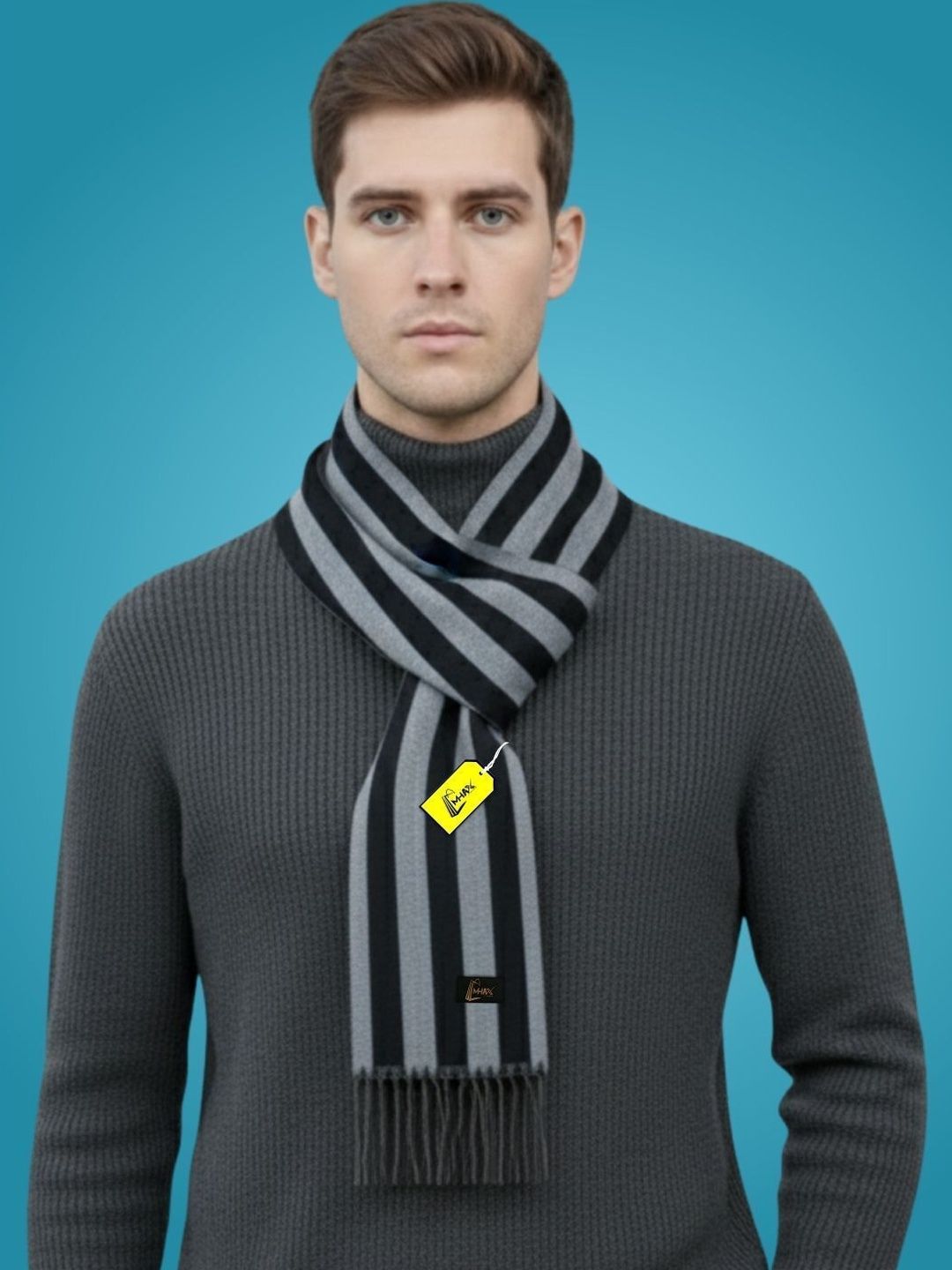 MHAX Men Striped Merino Wool Mufflers