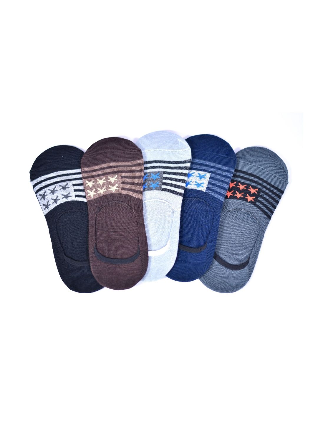 VIPUN Men Pack of 6 Cotton Patterned Shoe Liners Socks