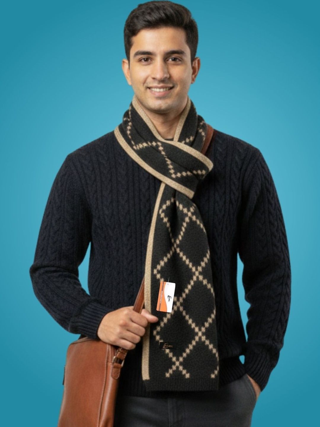 MHAX Men Checked Merino Wool Mufflers