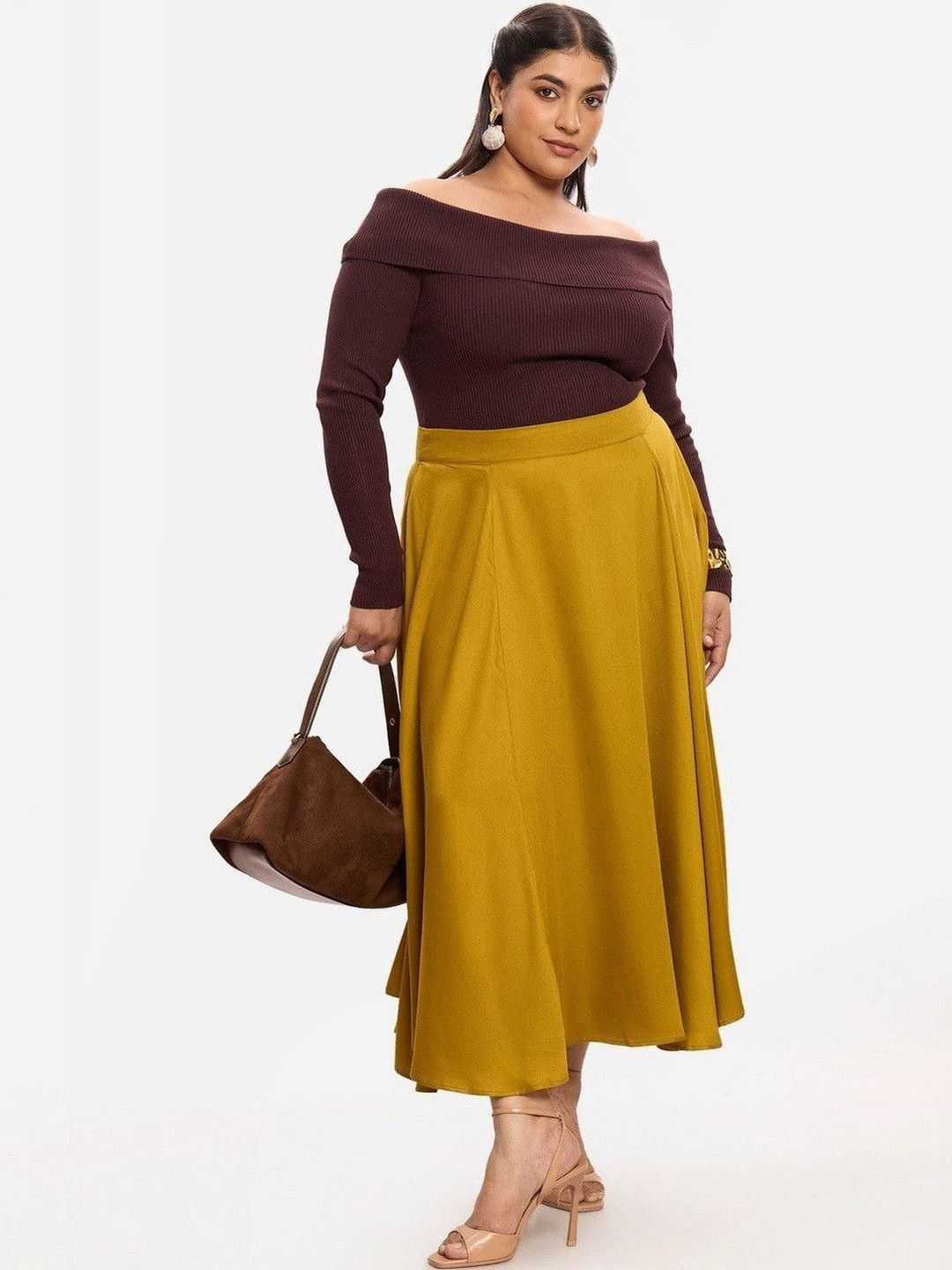 Flared Midi Plus Size Skirt Virgio Midi Flared Plus Size Skirt