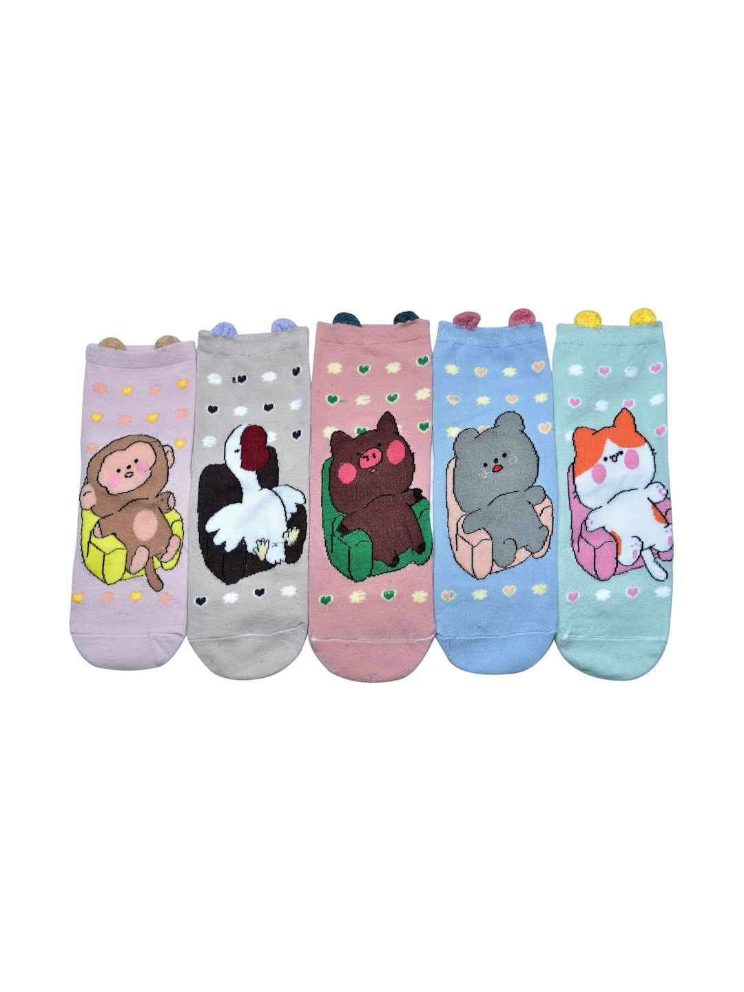 VIPUN Men Pack of 5 Cotton Patterned Above Ankle Socks