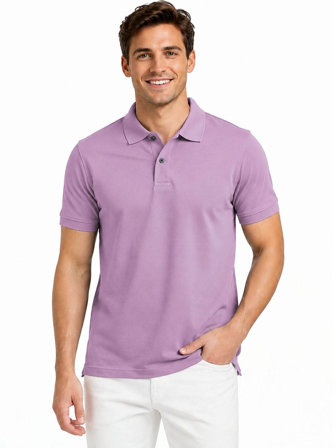 KAVYARA Men Polo Collar Short Sleeves Regular Fit T-shirt