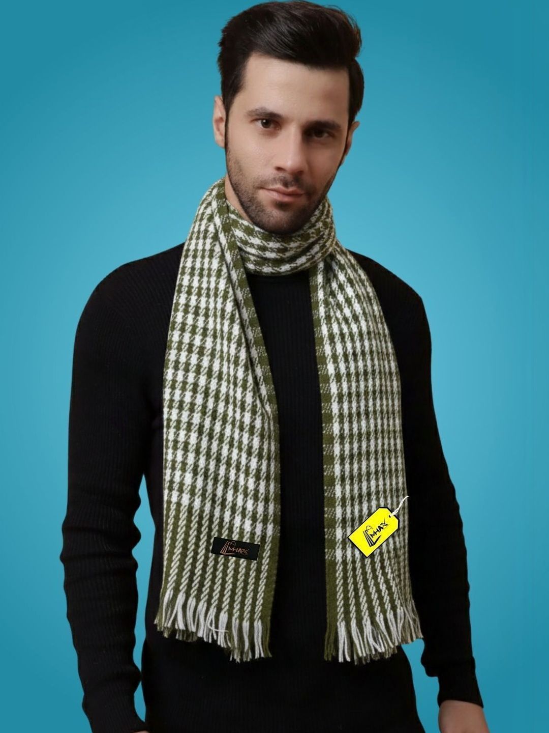 MHAX Men Checked Merino Wool Mufflers