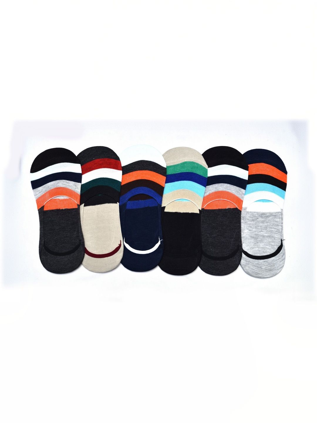 VIPUN Men Pack of 6 Cotton Colourblocked Shoe Liners Socks