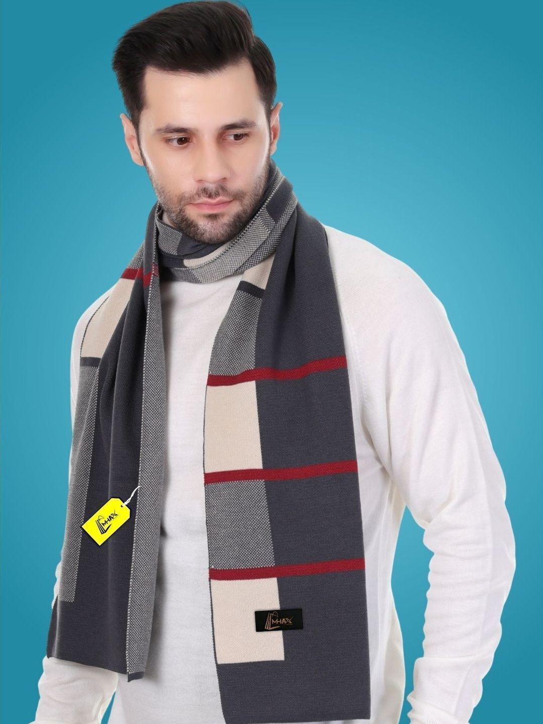 MHAX Men Checked Merino Wool Mufflers