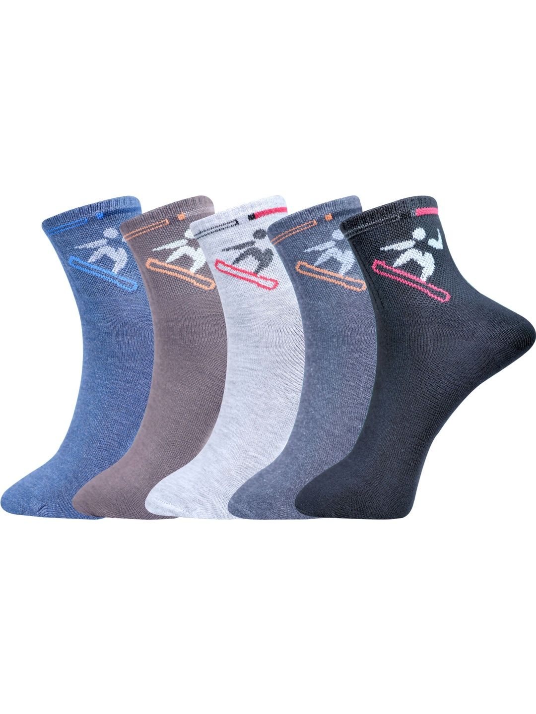GARUN Men Pack of 5 Cotton Patterned Above Ankle Socks