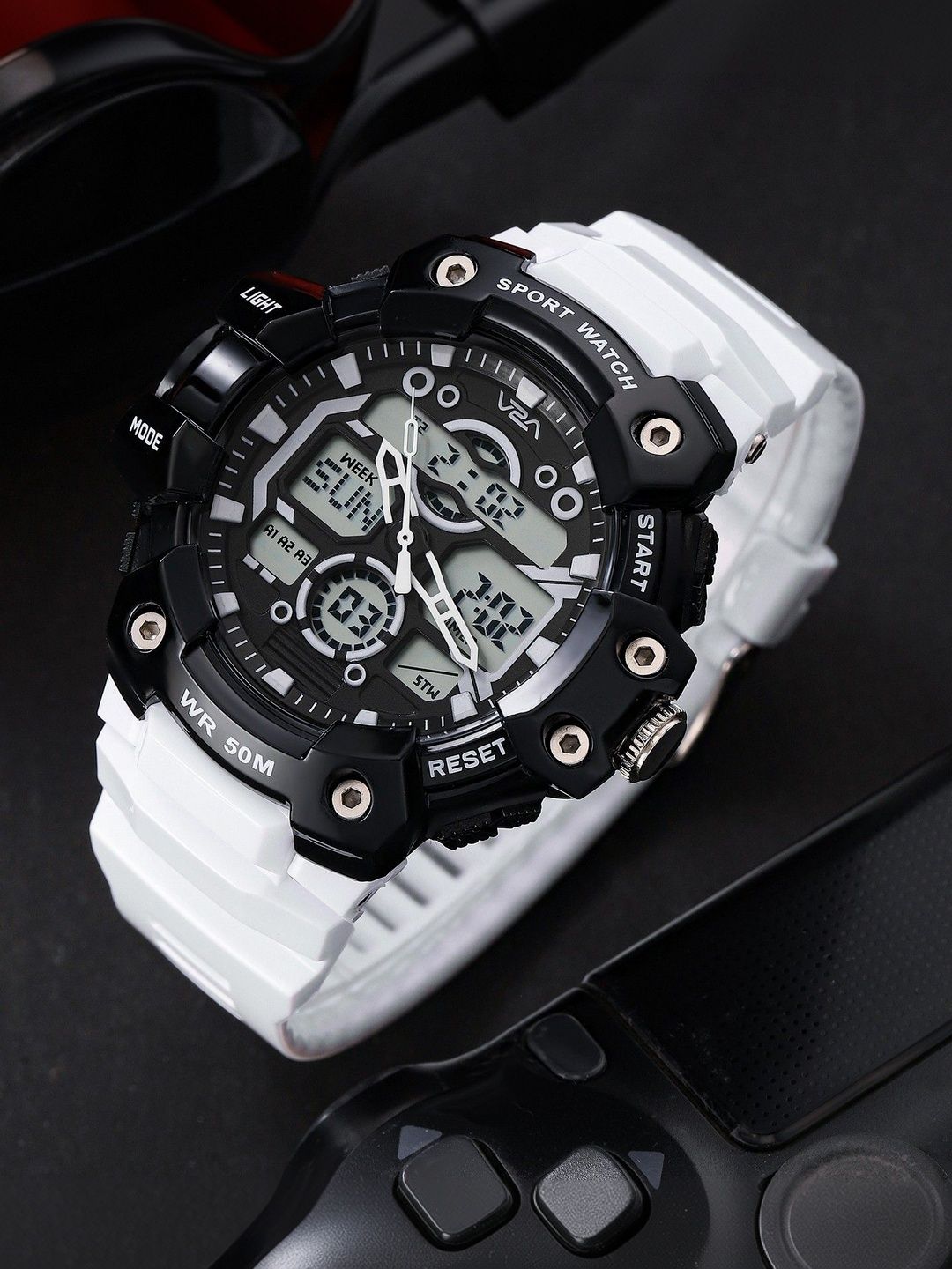 V2A Men Dial & Straps Analogue and Digital Watch V2A-PS-631-Wt-Bk