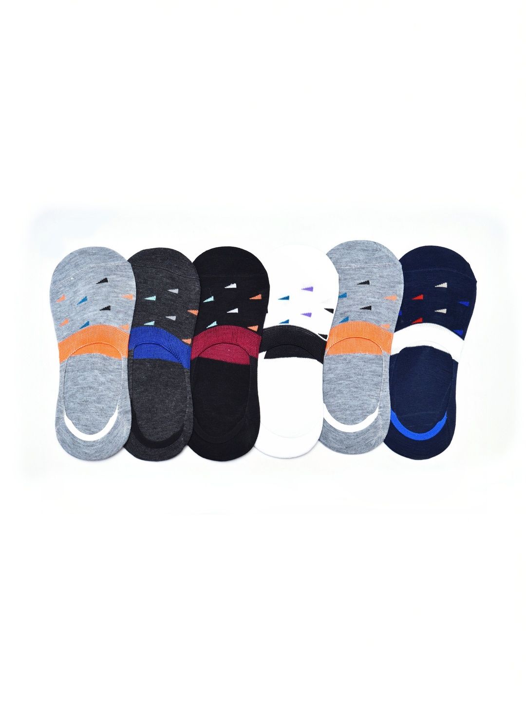 VIPUN Men Pack of 6 Cotton Patterned Shoe Liners Socks
