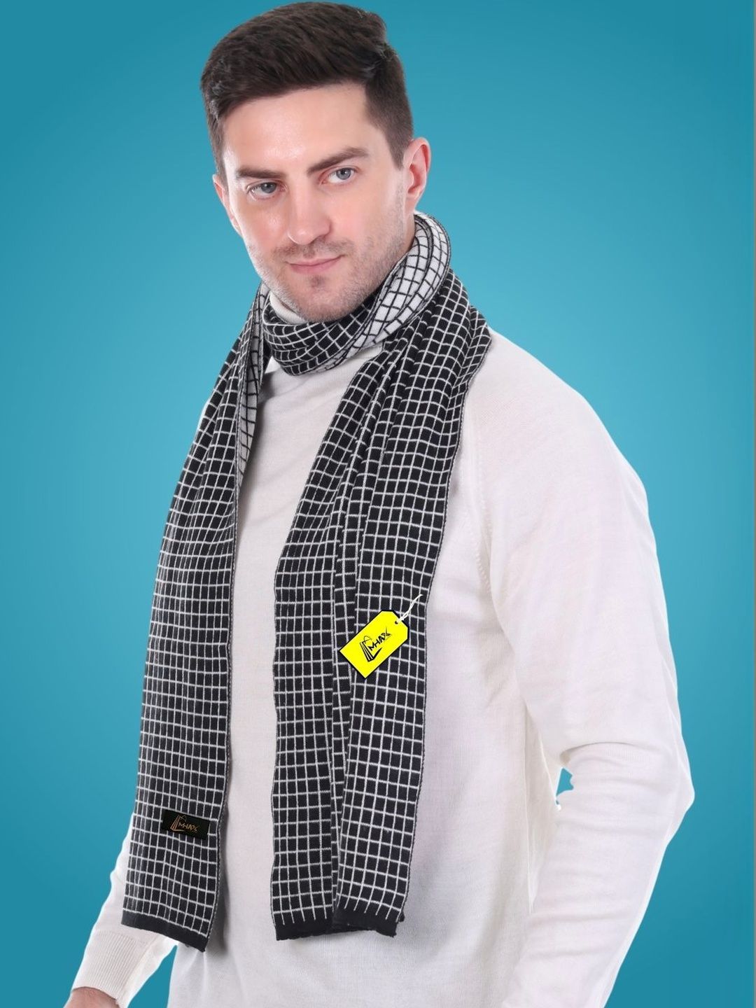 MHAX Men Checked Merino Wool Mufflers