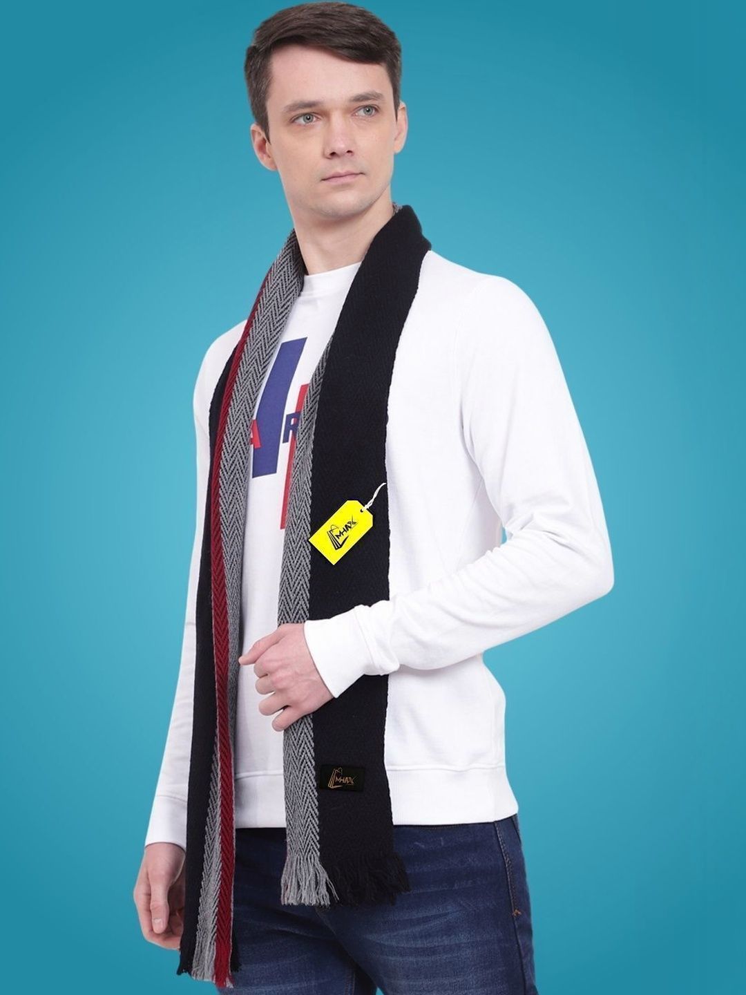 MHAX Men Patterned Merino Wool Mufflers
