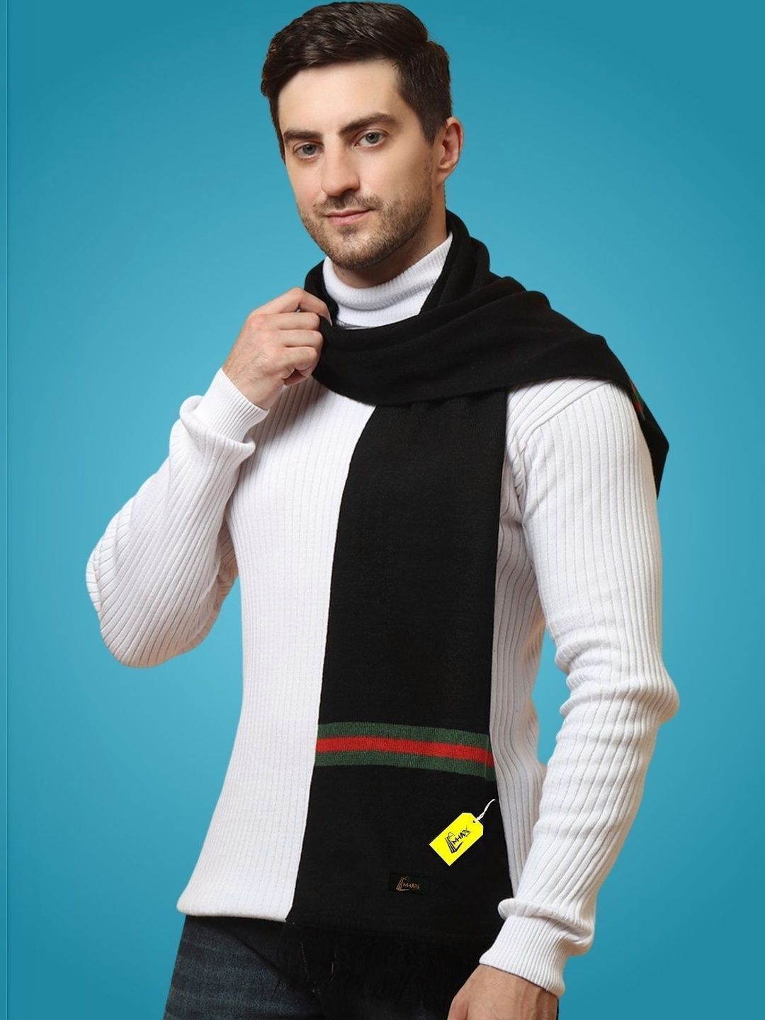 MHAX Men Striped Merino Wool Mufflers