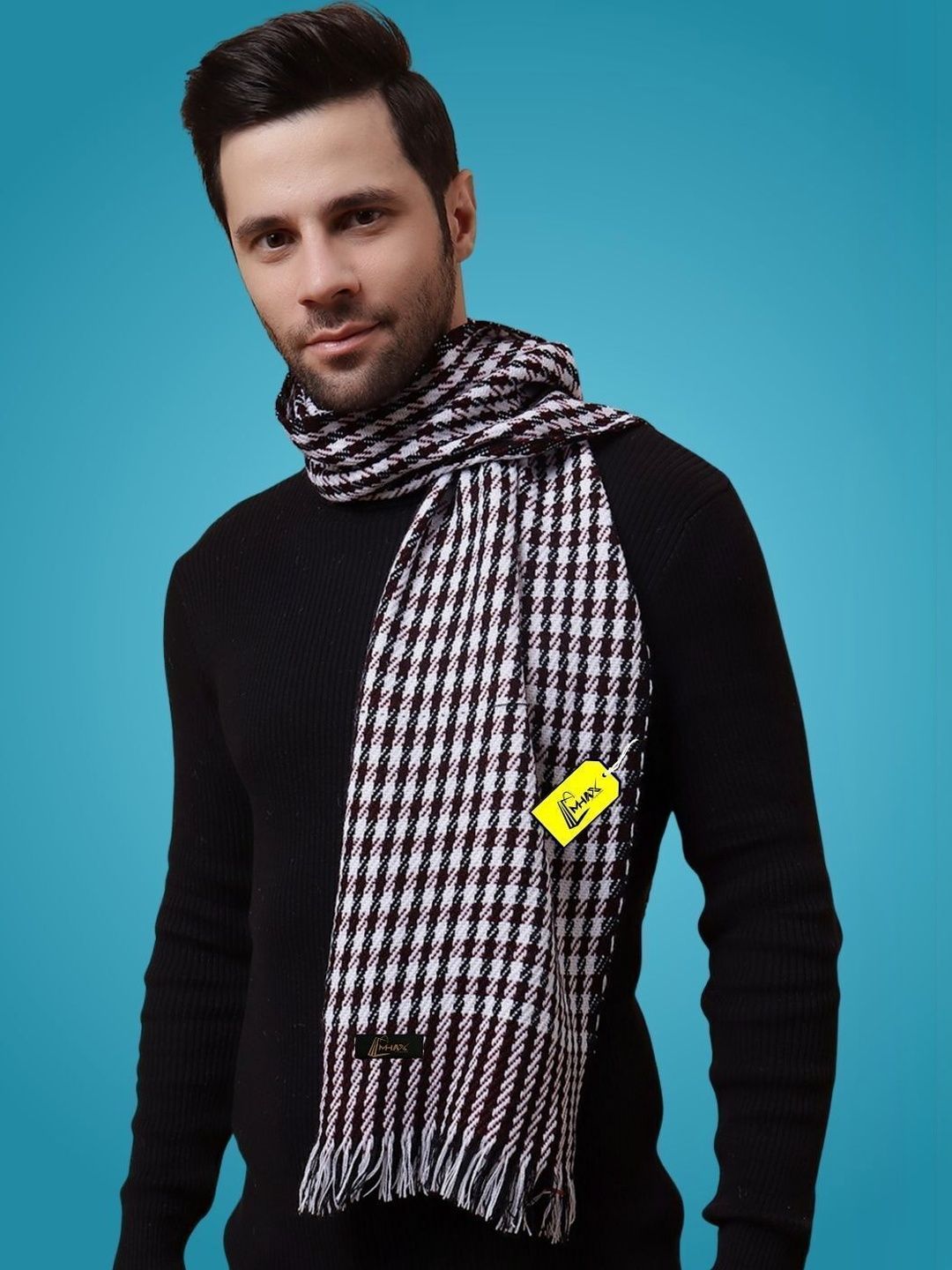 MHAX Men Checked Merino Wool Mufflers