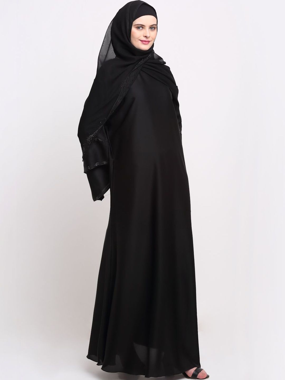 Moda Rapido Embellished Burqa With Scarves