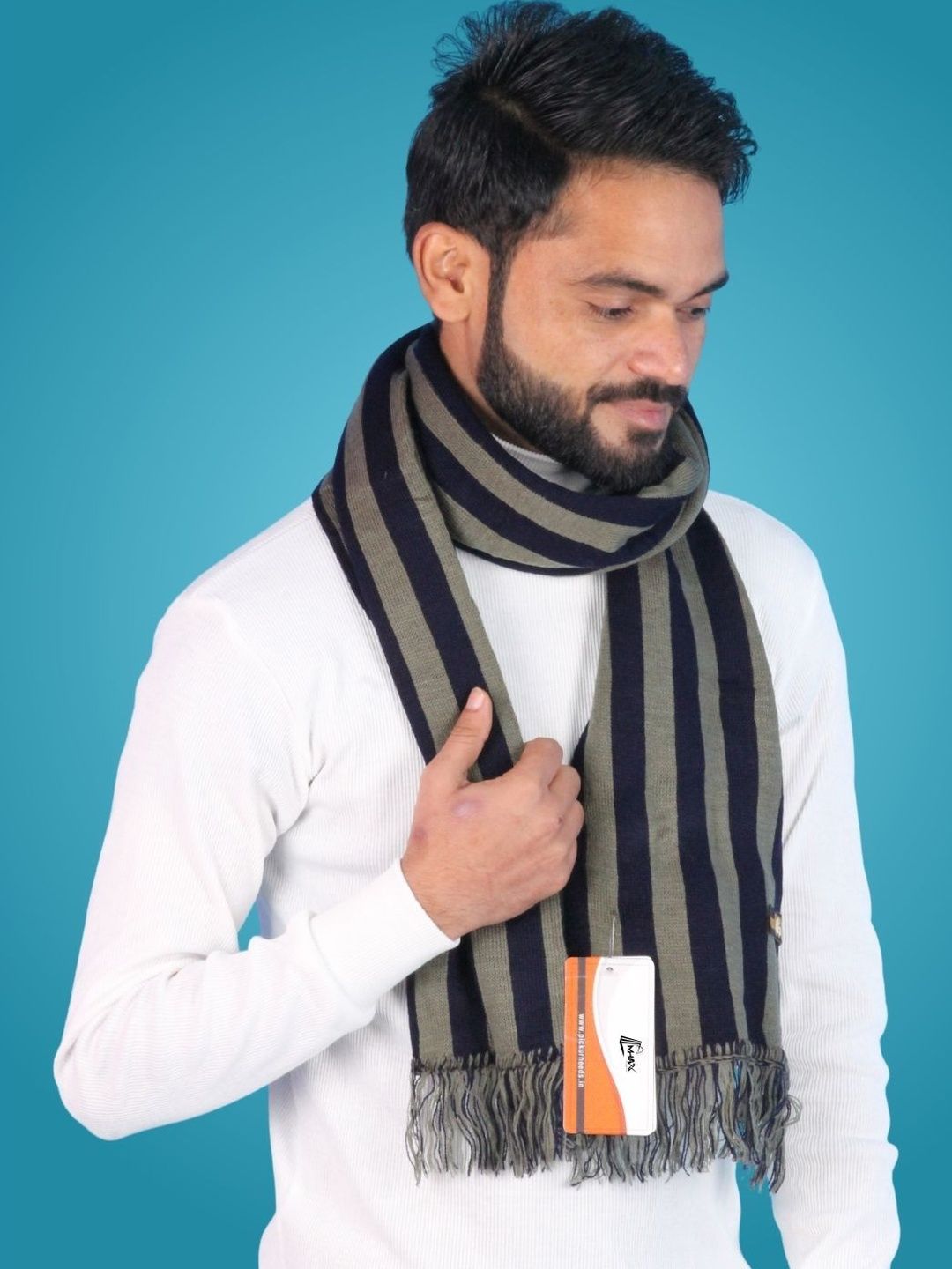 MHAX Men Striped Merino Wool Mufflers