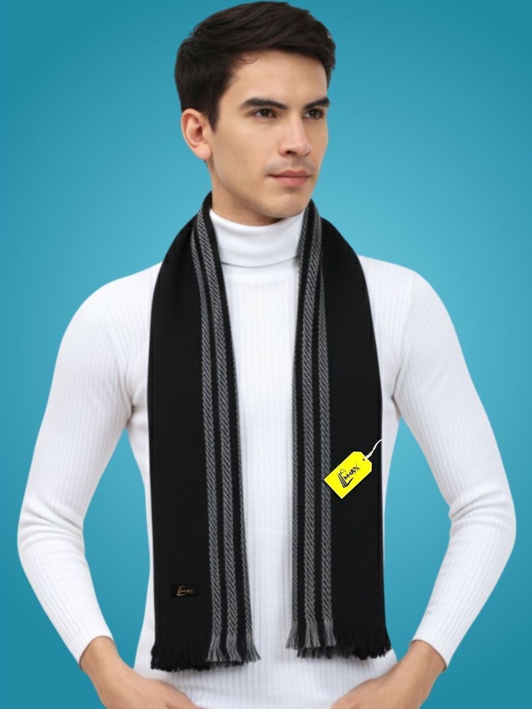 MHAX Men Striped Merino Wool Mufflers