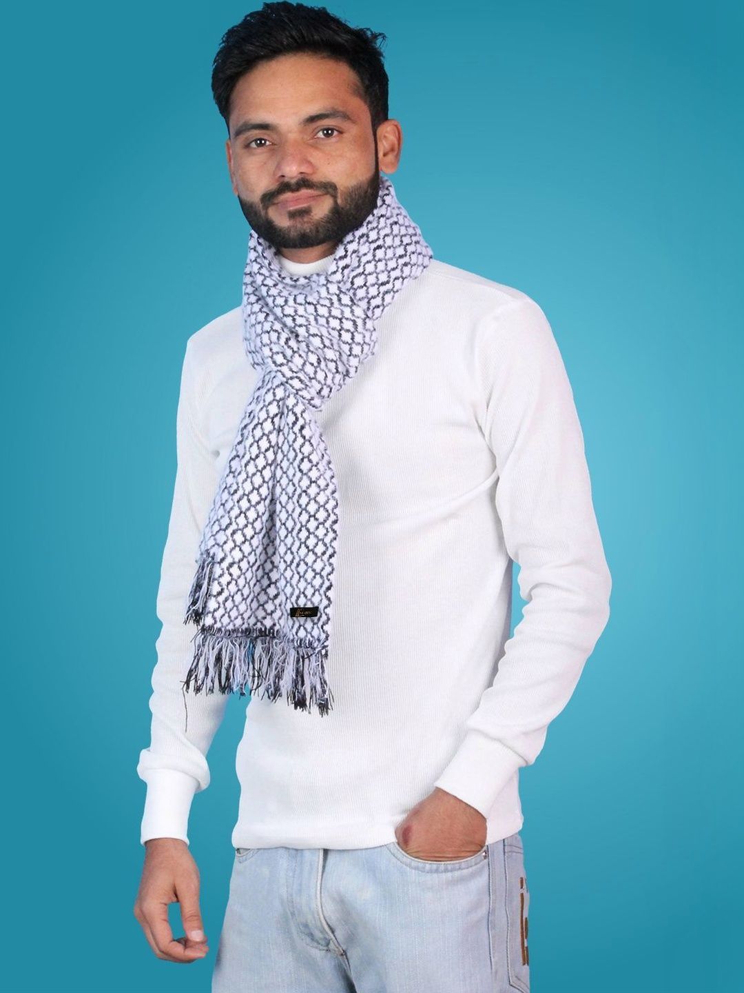 MHAX Men Patterned Merino Wool Mufflers