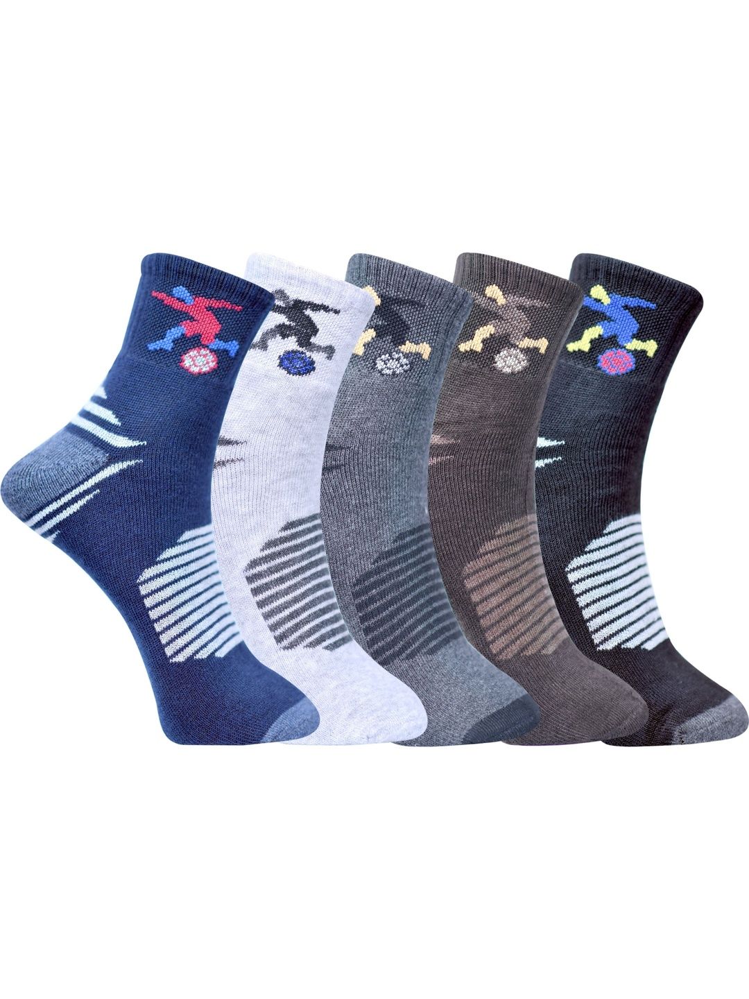 VIPUN Men Pack of 5 Cotton Patterned Calf Length Socks