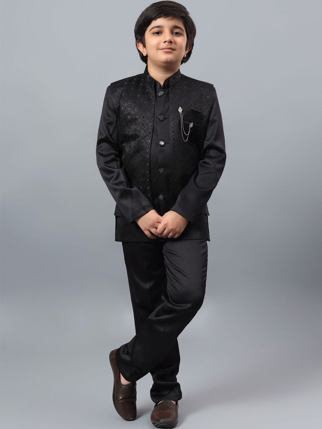 KALINI Boys Embellished Indo-Western Sherwani Set
