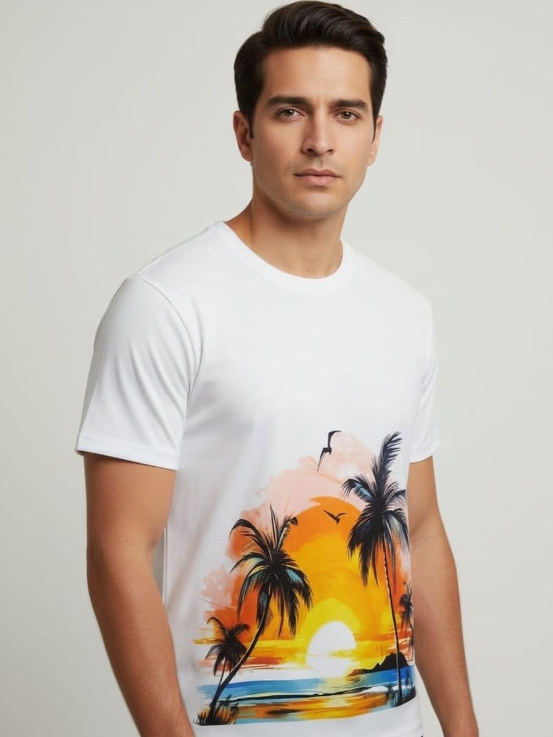 Dezin Men Printed Tropical T-shirt