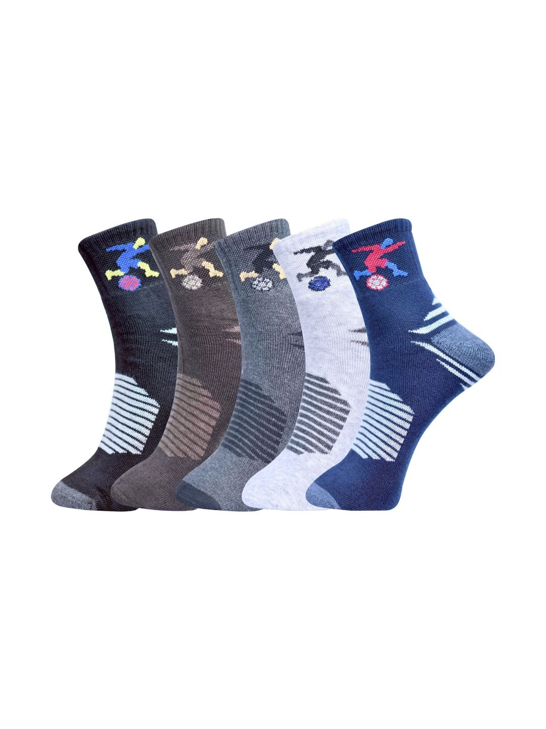 GARUN Men Pack of 5 Cotton Patterned Ankle Length Socks