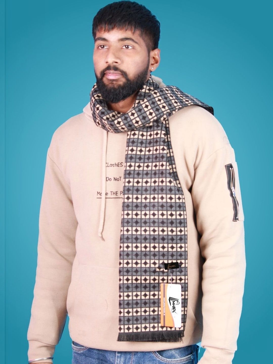 MHAX Men Patterned Merino Wool Mufflers