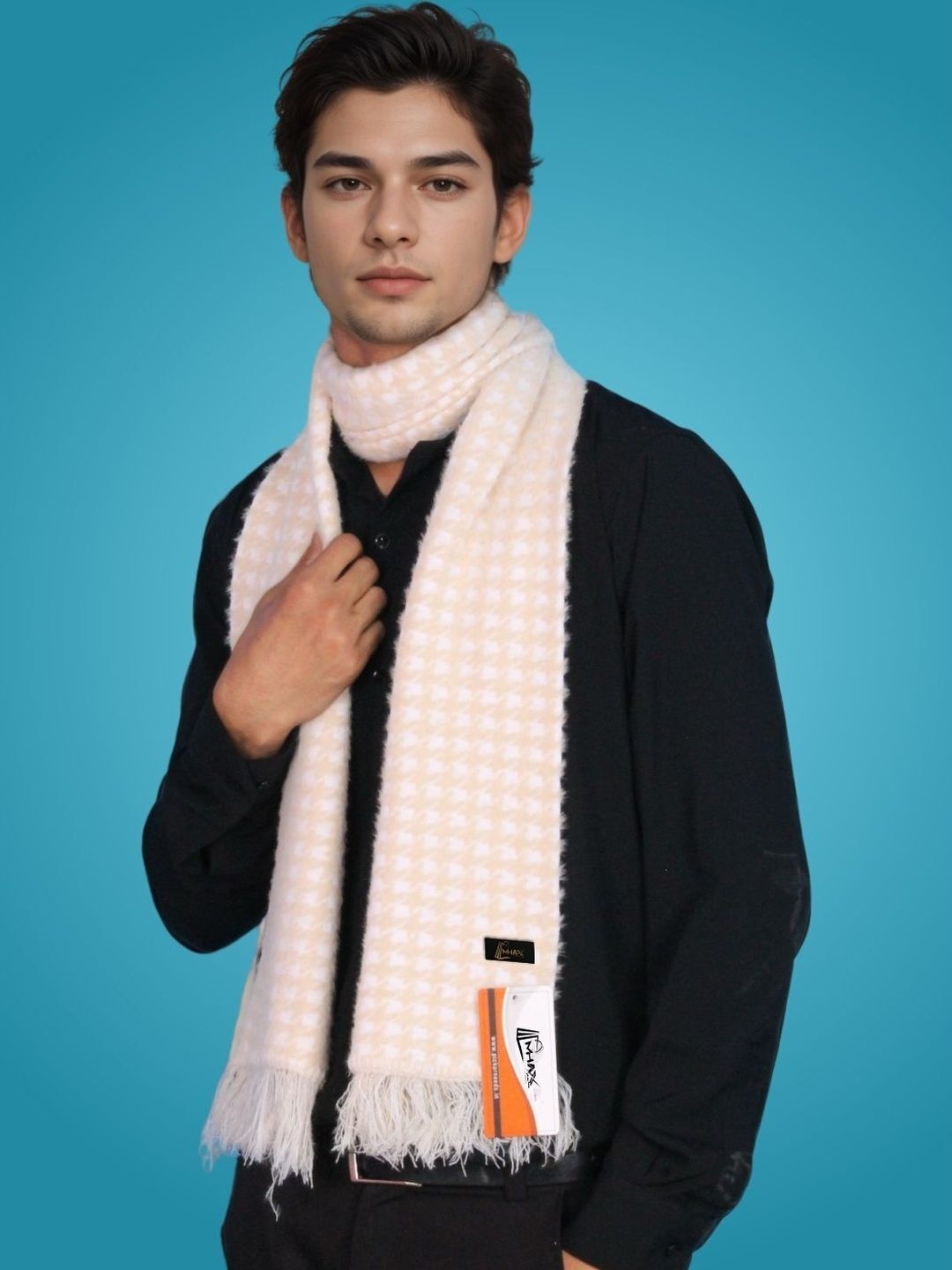 MHAX Men Checked Merino Wool Mufflers