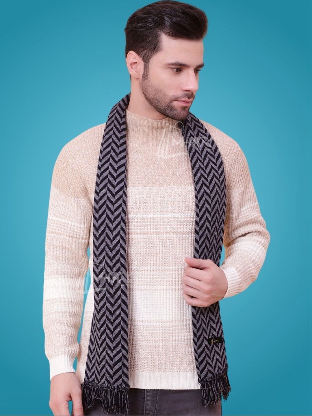 MHAX Men Patterned Merino Wool Mufflers