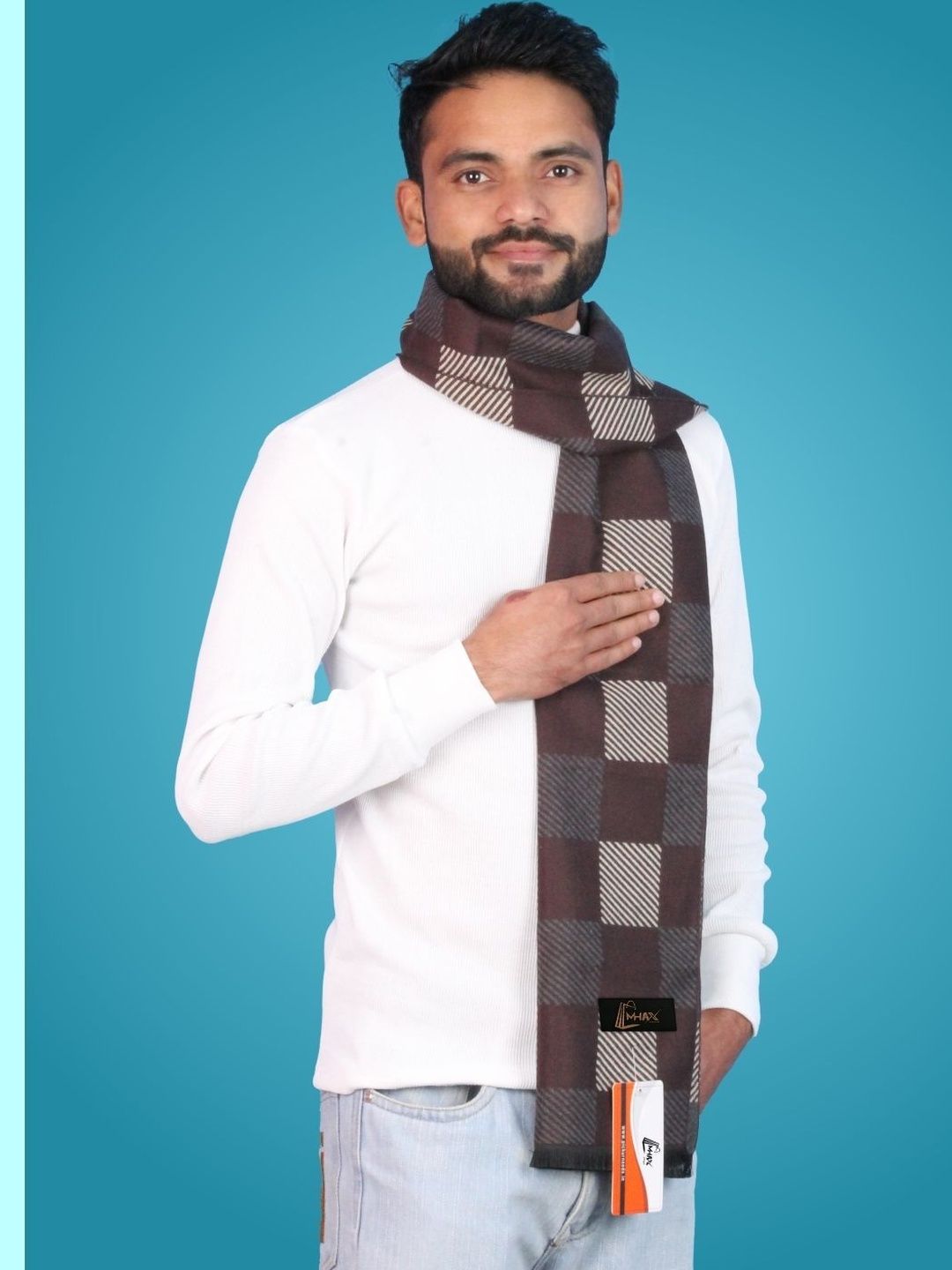MHAX Men Checked Merino Wool Mufflers