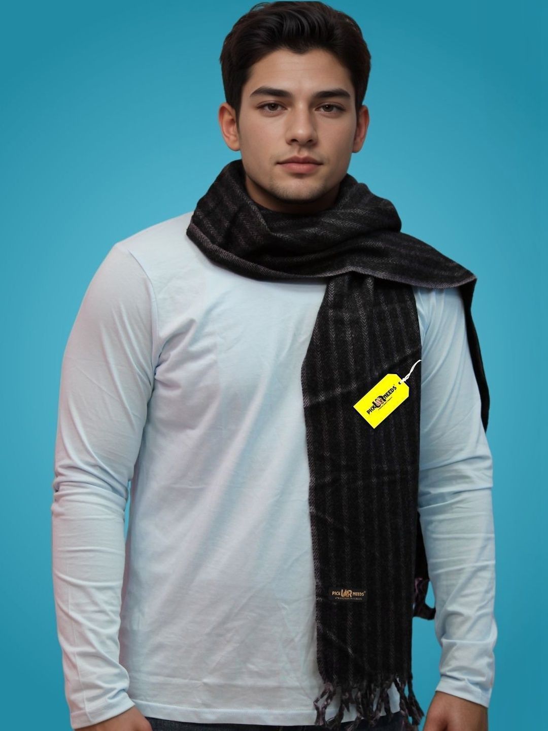 MHAX Men Checked Merino Wool Mufflers