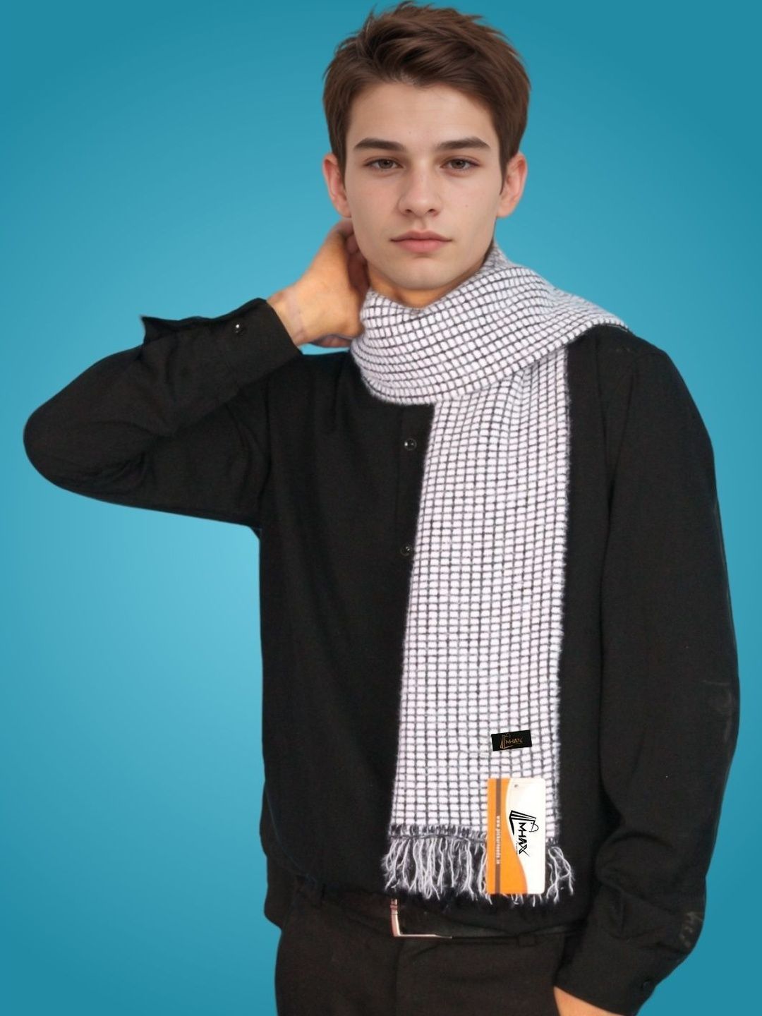 MHAX Men Checked Merino Wool Mufflers
