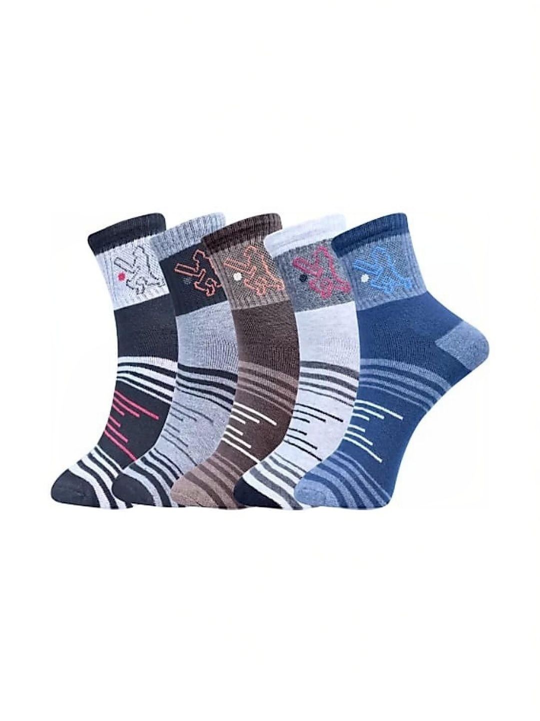 VIPUN Men Pack of 5 Cotton Patterned Above Ankle Socks