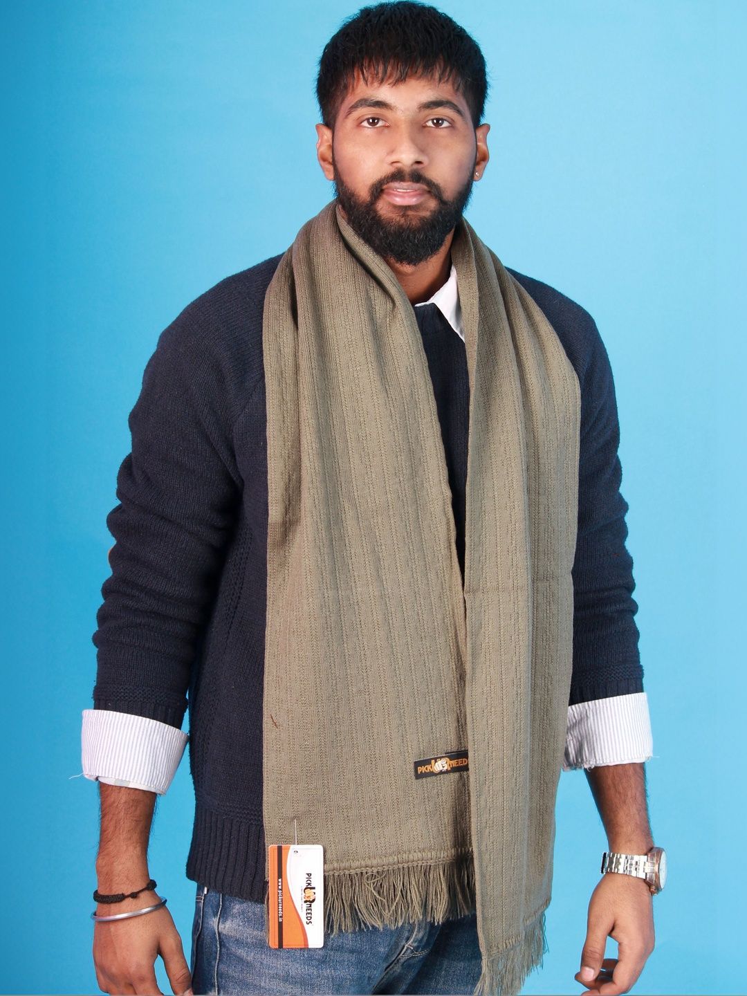 MHAX Men Ribbed Merino Wool Mufflers