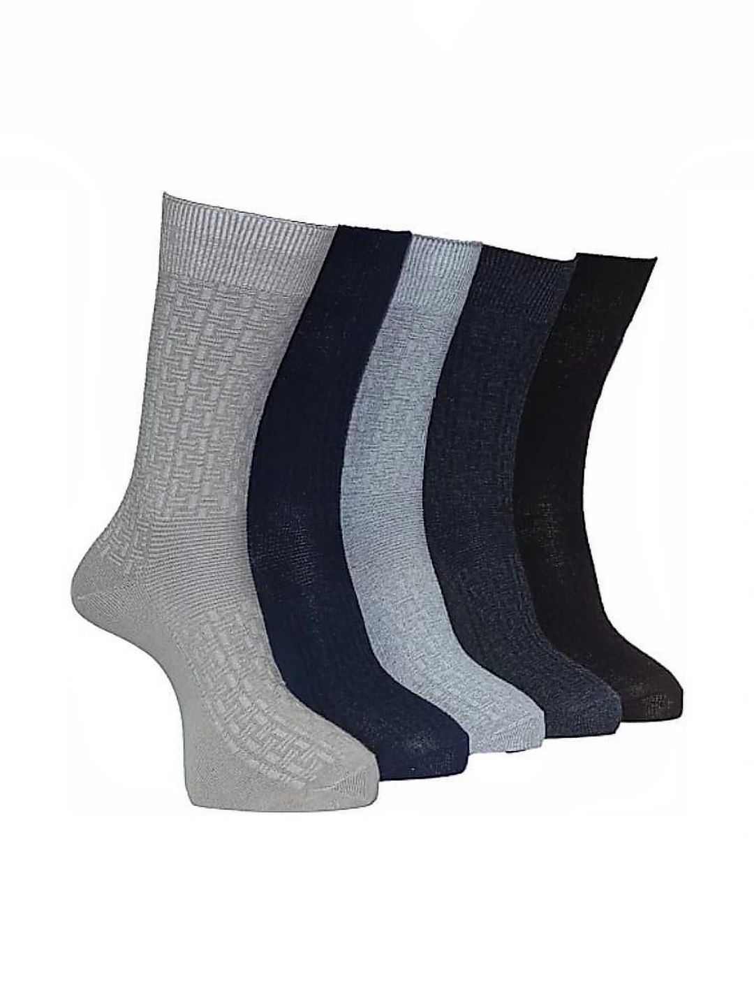 GARUN Men Pack of 5 Cotton Patterned Calf Length Socks
