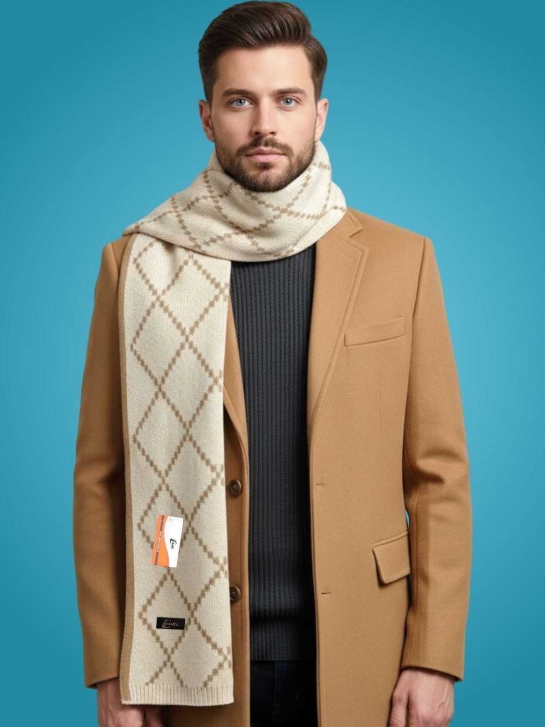 MHAX Men Patterned Merino Wool Mufflers