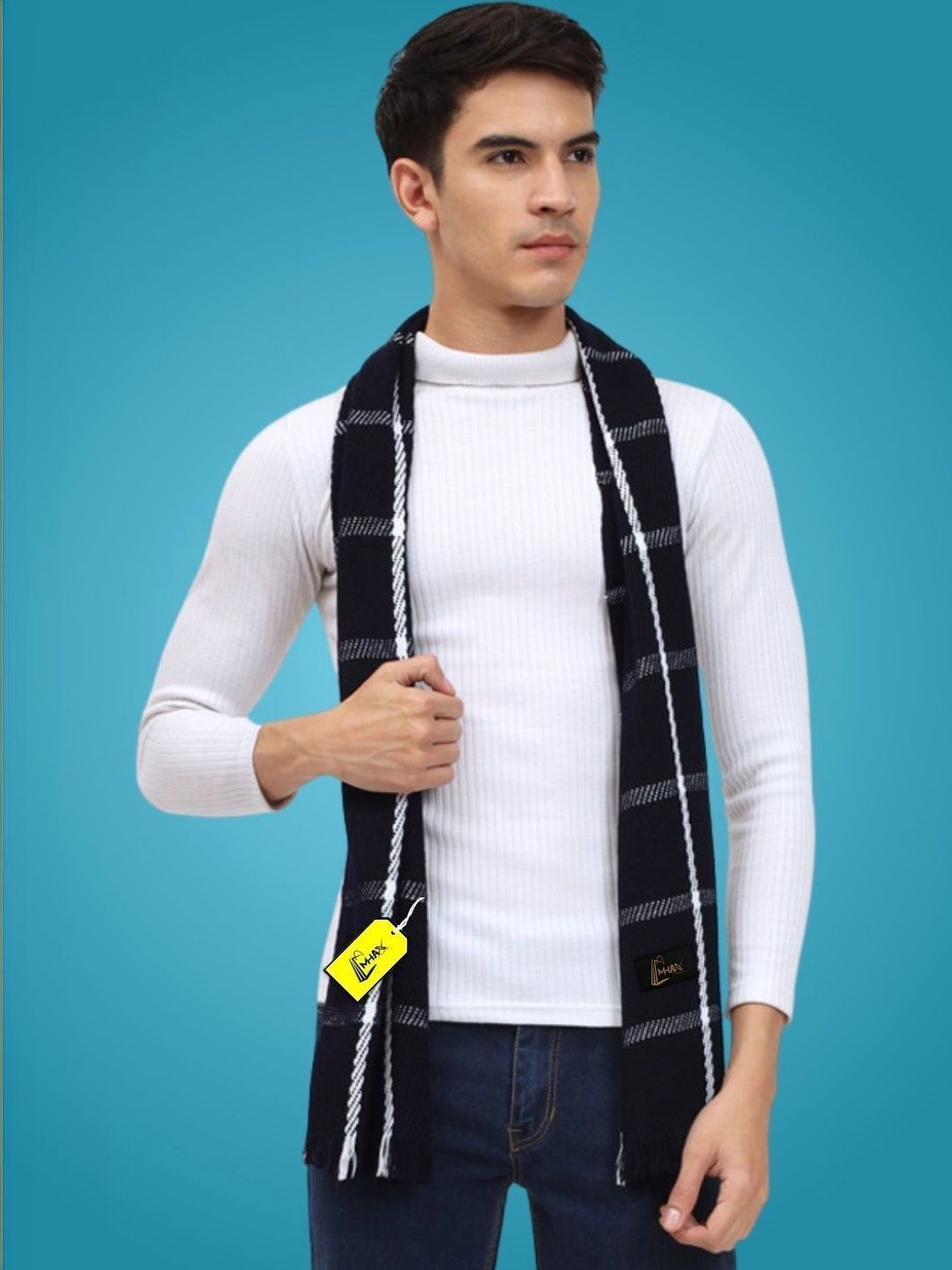 MHAX Men Checked Merino Wool Mufflers