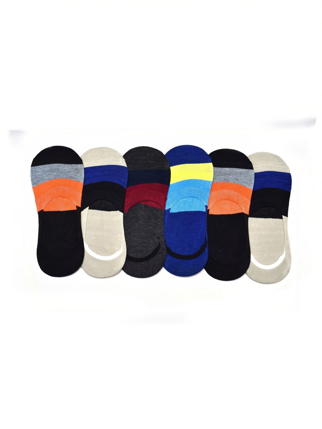 VIPUN Men Pack of 6 Cotton Colourblocked Shoe Liners Socks