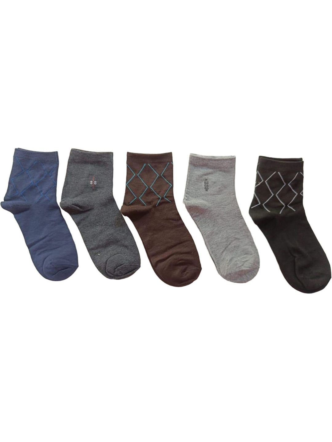 akeet trend Men Pack of 5 Cotton Assorted Patterned Above Ankle Socks