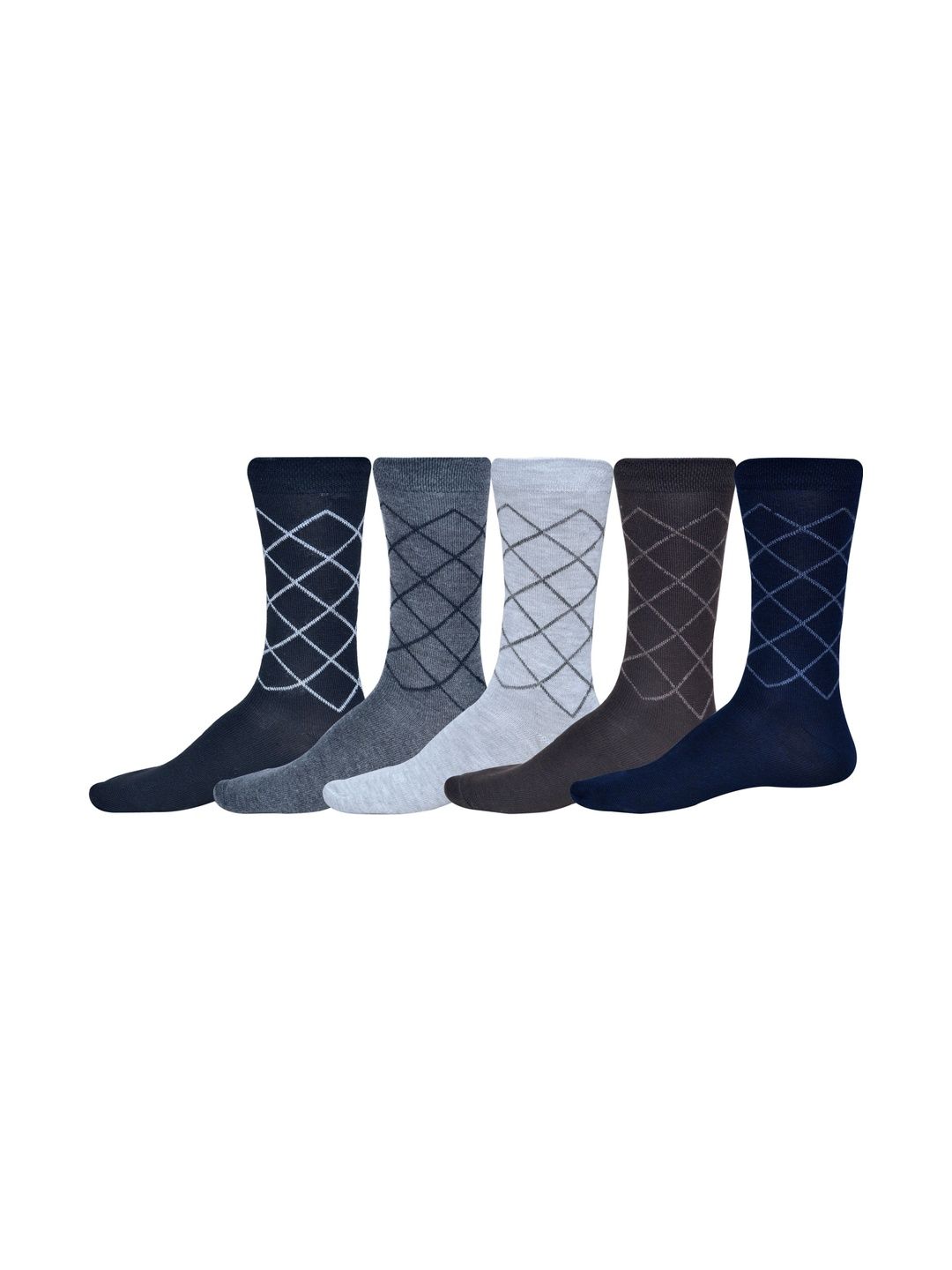 VIPUN Men Pack of 5 Cotton Patterned Calf Length Socks