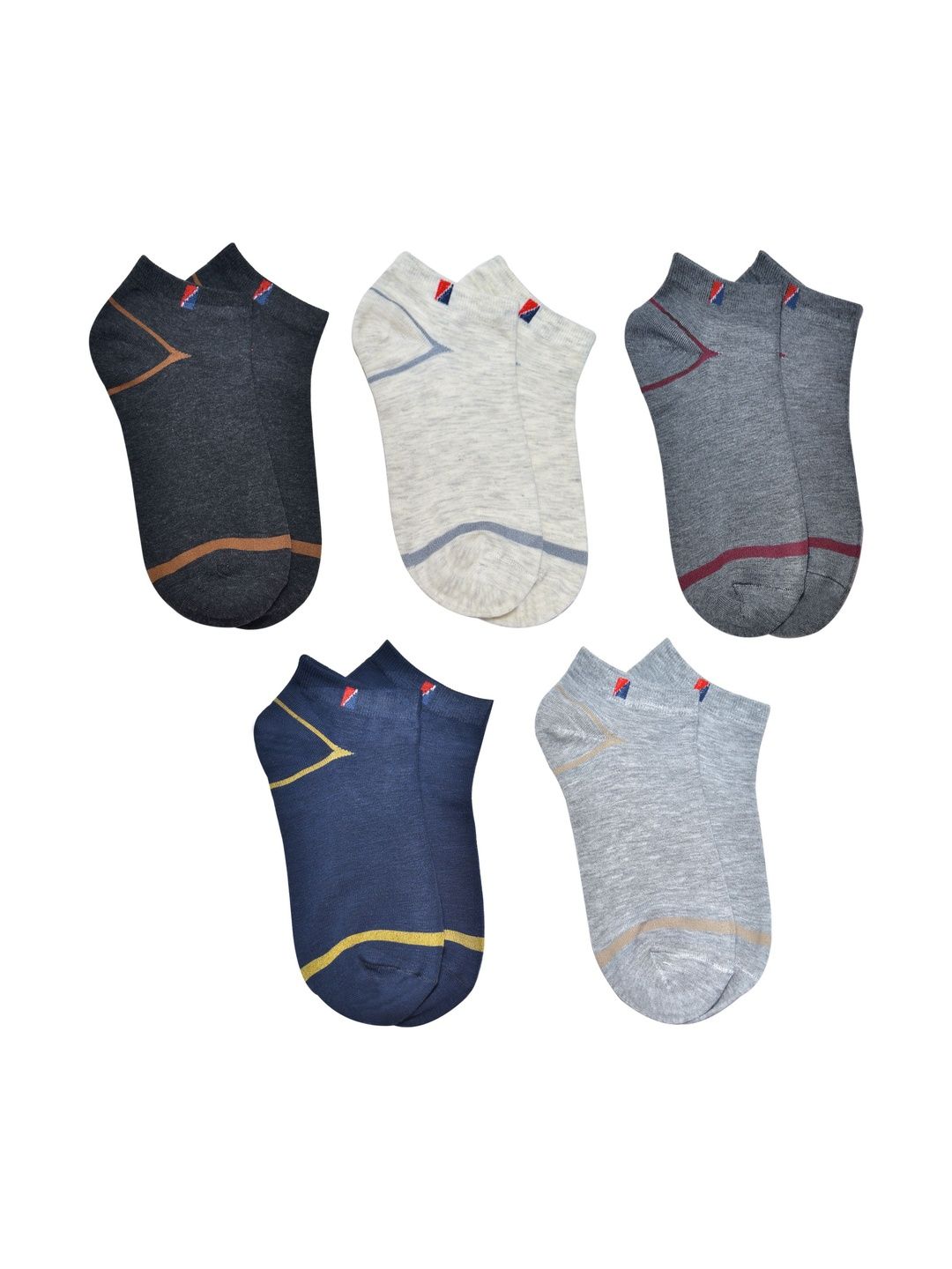 VIPUN Men Pack of 5 Cotton Patterned Ankle Length Socks