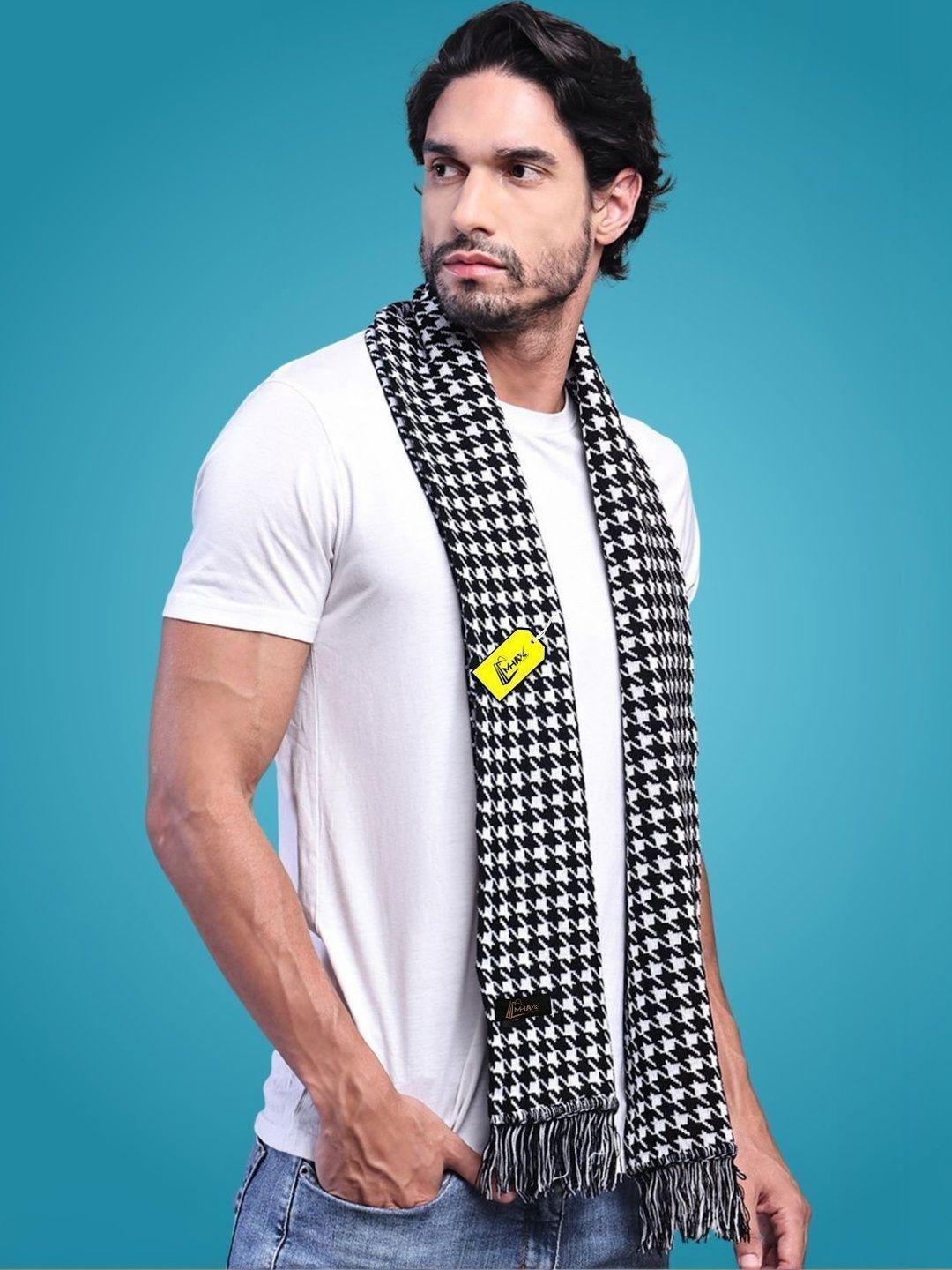 MHAX Men Checked Merino Wool Mufflers