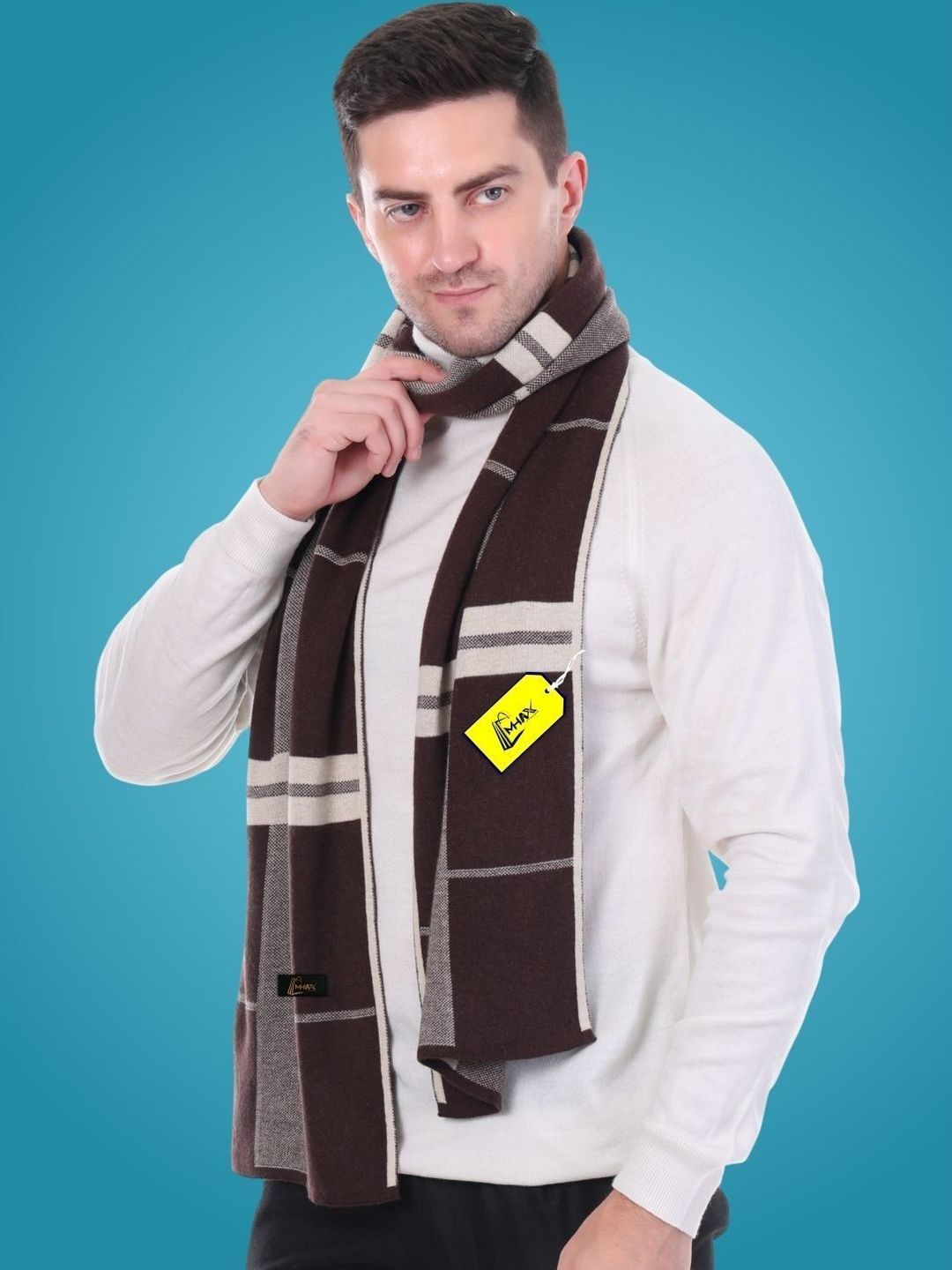 MHAX Men Checked Merino Wool Mufflers