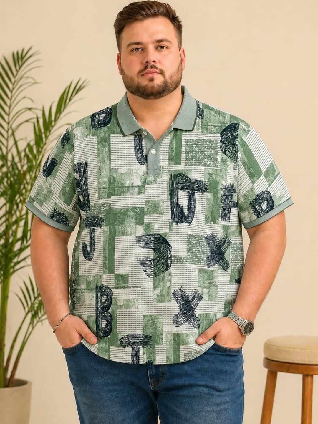 AUSTIVO Men Printed Polo Collar T-shirt