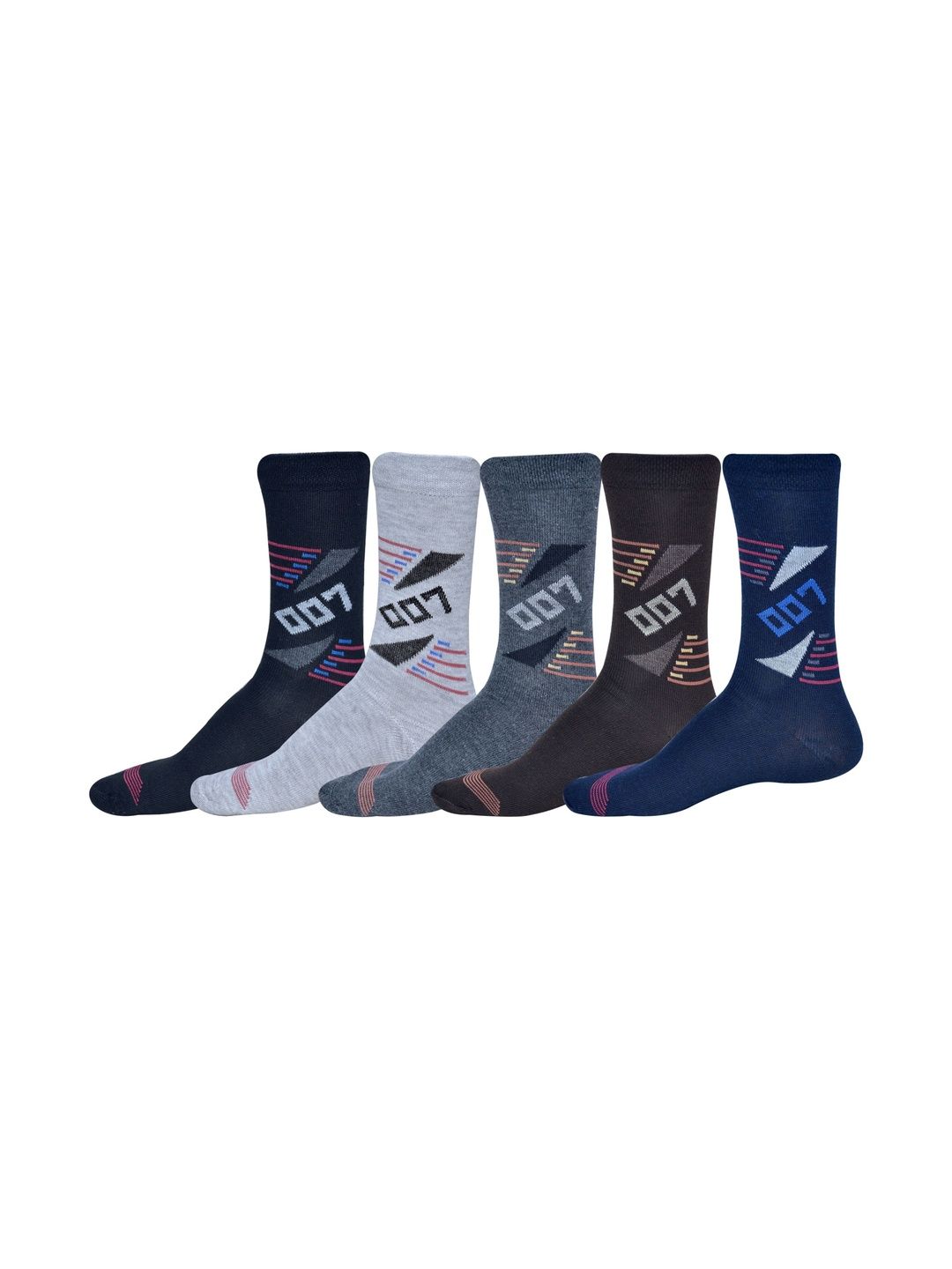 GARUN Men Pack of 5 Cotton Patterned Calf Length Socks